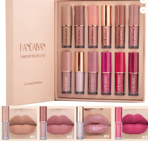 12-Color Matte Liquid Lipstick Set