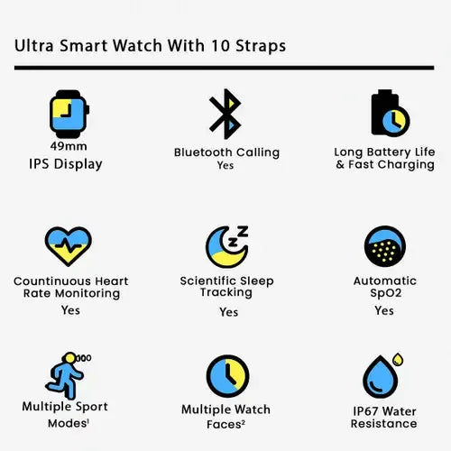 Ultra Smart Watch With 10 Straps