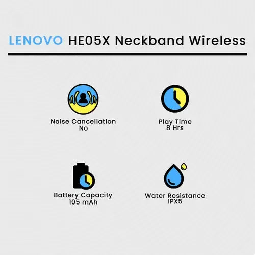 Lenovo HE05X Neckband Wireless